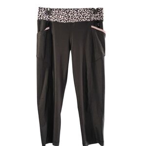 Vogo Athletica Women's M Ankle Pants Black Animal Print Yoga Stretch Activewear